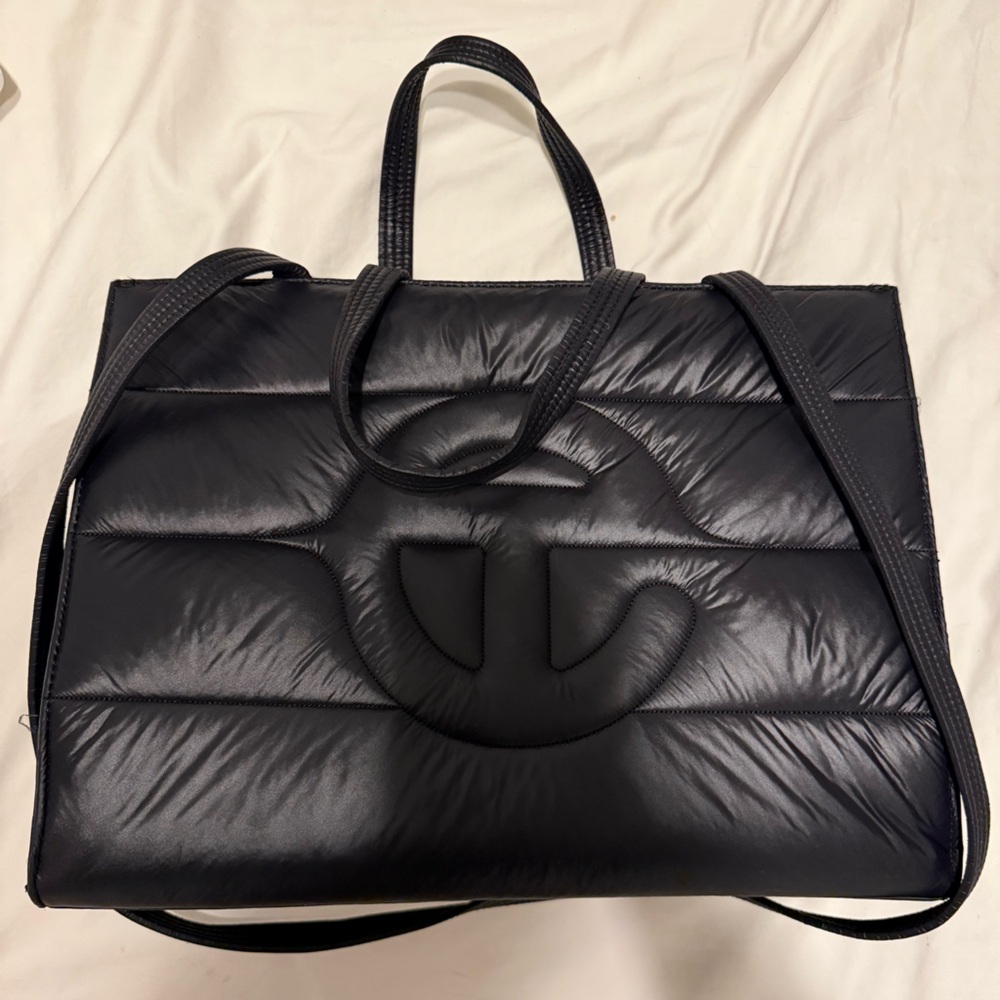 Telfar x Moose Knuckles Medium Puff Shopper Black Quilted Tote